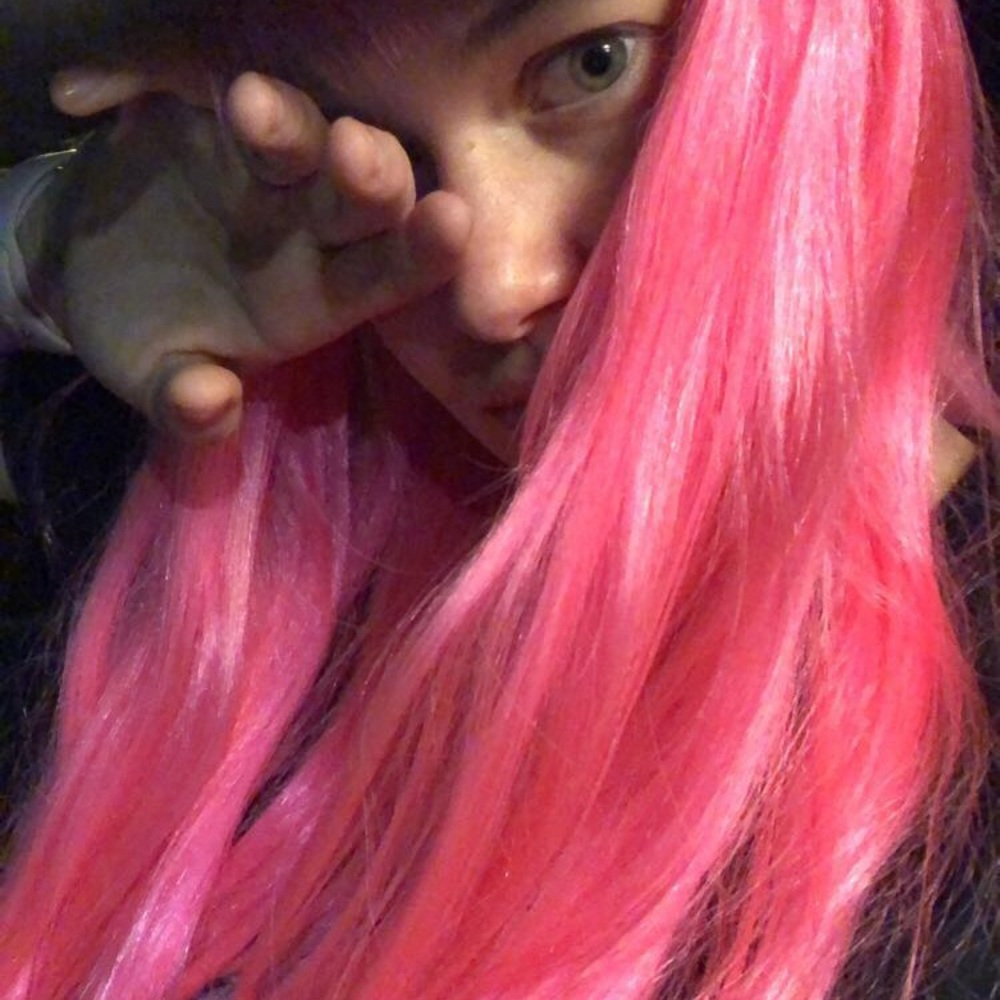 Hot pink wig with bangs